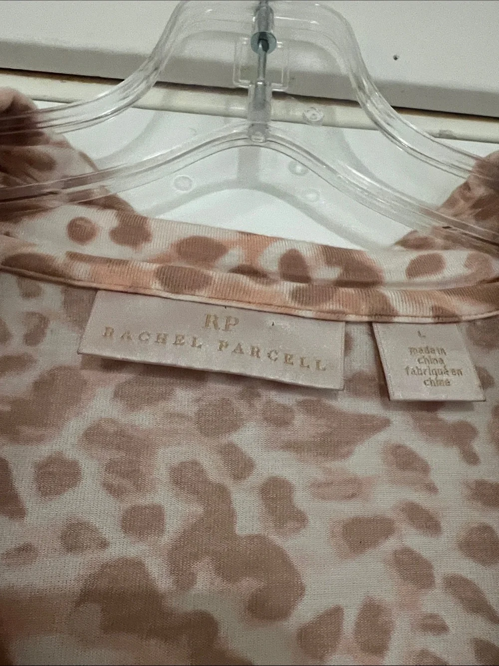 Rachel Parcell Night Sleep Shirt Lounge Button Up Leopard Pink Like New Size L
